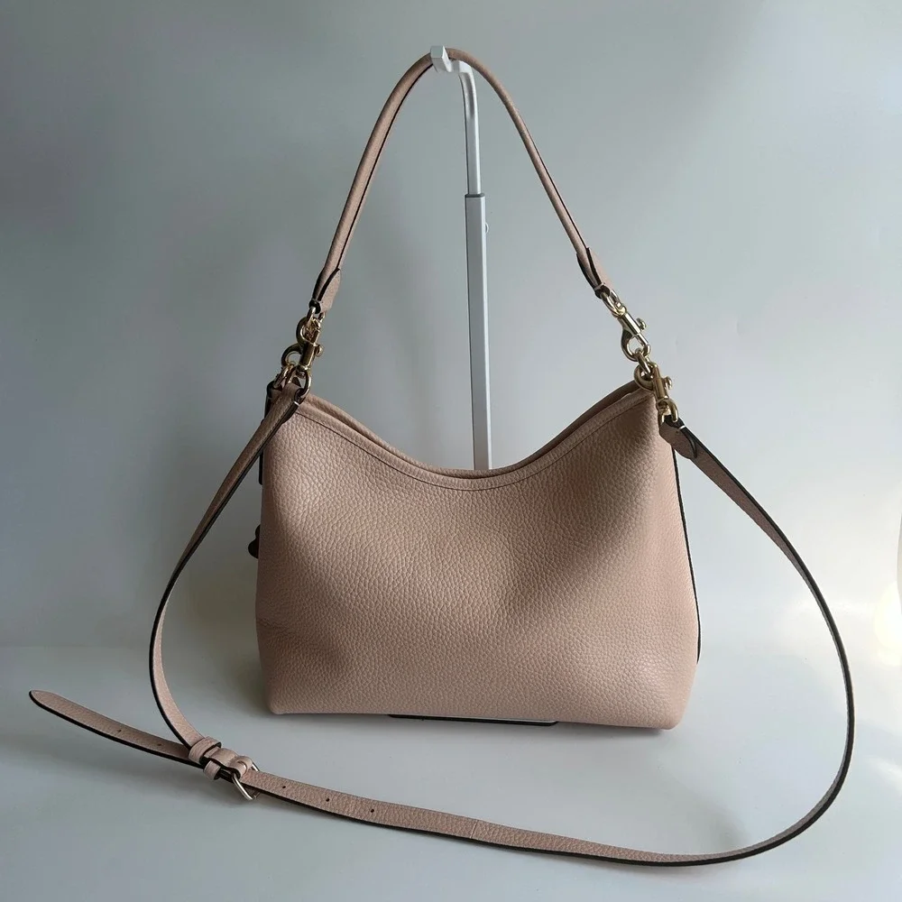 Coach Laurel Shoulder Bag Cream Tan Pebbled Leather Bag CBH81